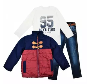 Комплект (куртка, реглан, джинсы) Cusimio 1419 бордовый