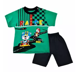 Комплект гонки  футболка и шорты 2019 зеленый
