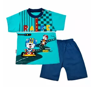 Комплект гонки  футболка и шорты 2019 бирюзовый