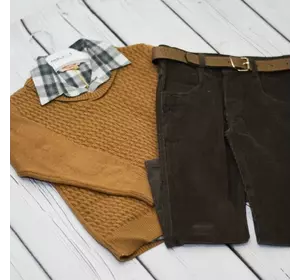 Комплект Fornello (свитер, рубашка, брюки) 2231(коричн)